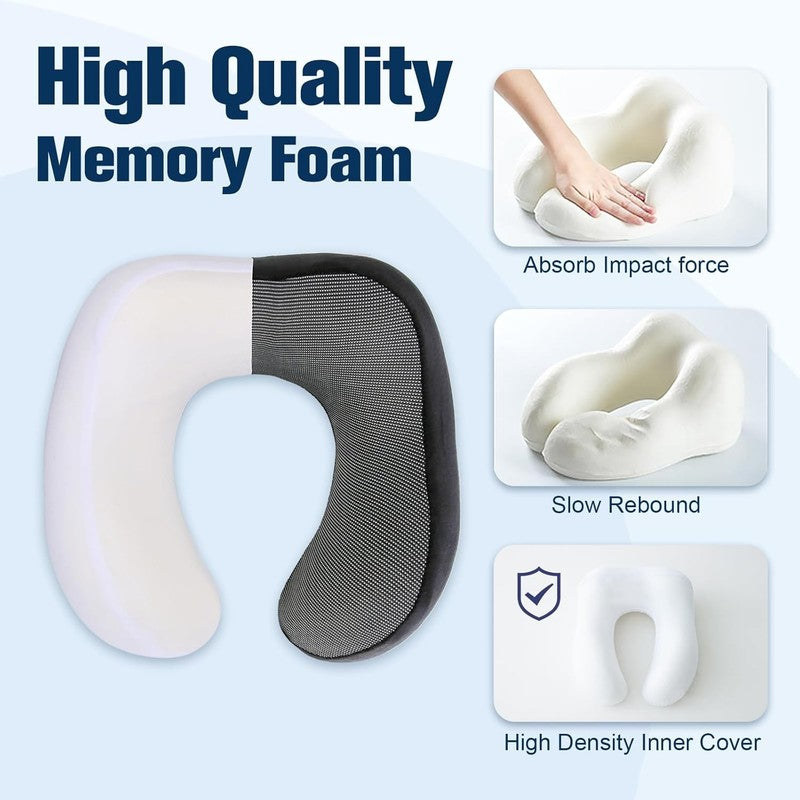 Memory Foam Travel Neck Pillow Set w/ Eye Mask, Earplugs, Bag – Airplane Use4
