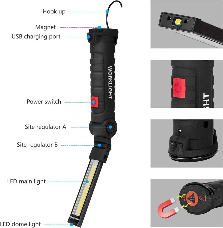 Rechargeable LED Work Lights 2 Pack with Magnetic Base   Perfect Gift for Men3
