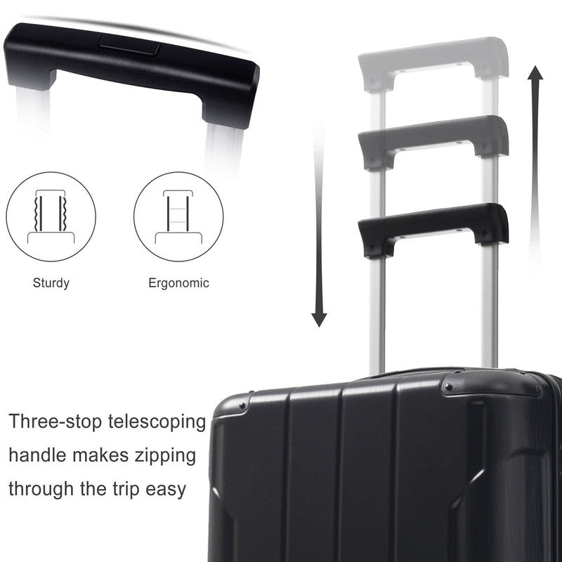 24" Carry On Luggage 65L Suitcase Wheels TSA Lock ABS+PC Lightweight Black8