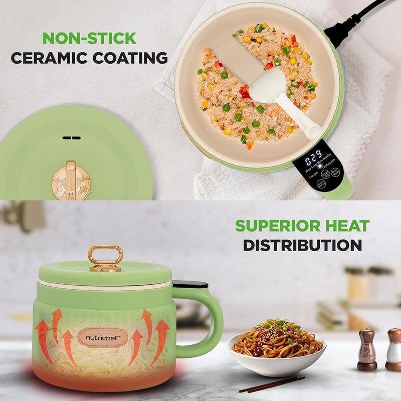 1.6QT Portable Electric Rice Cooker Lunch Maker Nonstick 6 Modes Green5