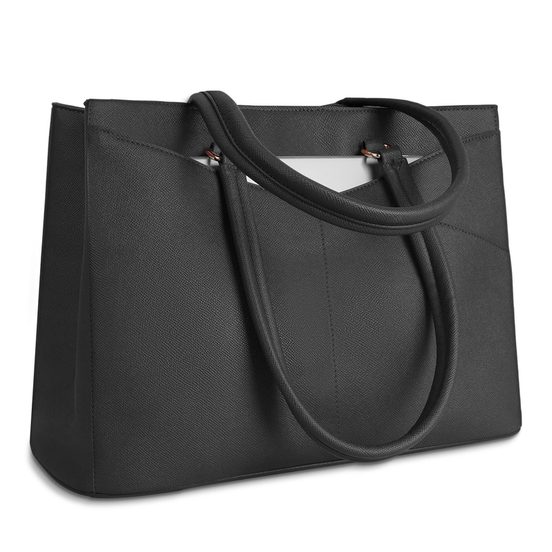 15.6 Inch Leather Laptop Tote Bag Waterproof Work Office Briefcase Black8
