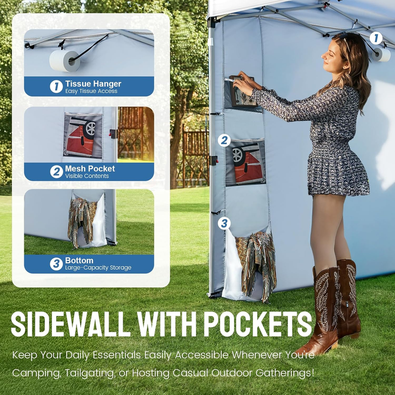 Crown Shades 10x10 Pop Up Canopy Tent w/ Sidewall Easy Setup Grid White3