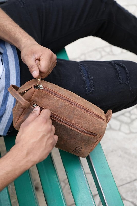 Leather Toiletry Bag Dopp Kit Travel Organizer Makeup Shaving Case6
