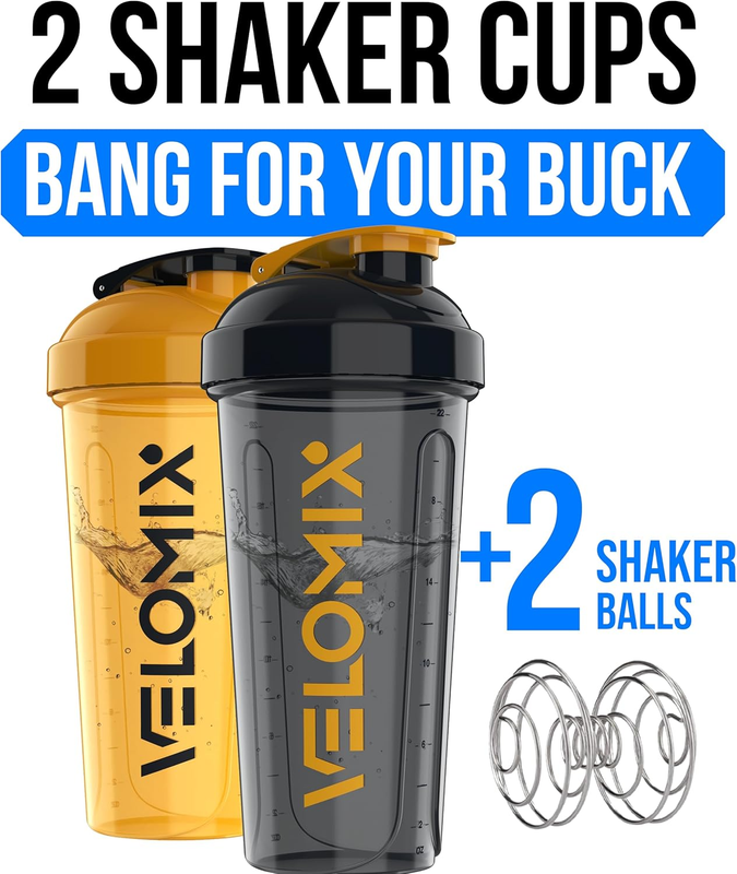 2 Pack 28oz Protein Shaker Bottles Wire Whisk Leakproof Golden Stone1
