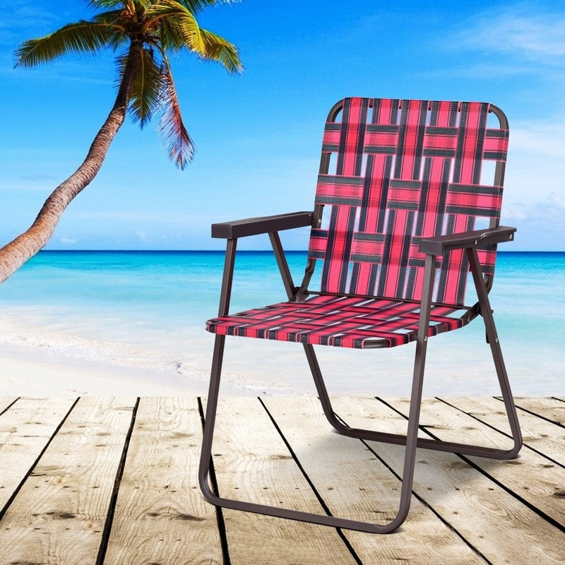6 Pack Folding Beach Chairs - Portable Camping Lawn Webbing Chairs7