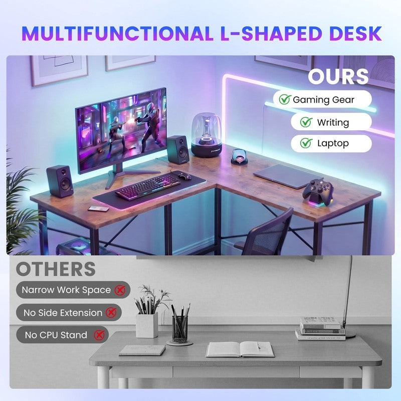 50 Inch L Shaped Computer Desk, Corner Executive Desks Gaming Desk PC Table with4