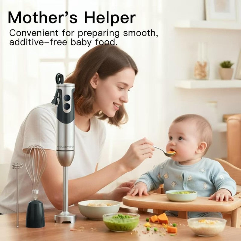 Stainless Steel Titanium Reinforced 3 In 1 Immersion Hand Blender, Powerful with1