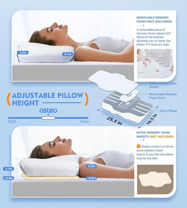 Cervical Neck Pillow Memory Foam Cooling Ortho Support for Side Back Sleepers3