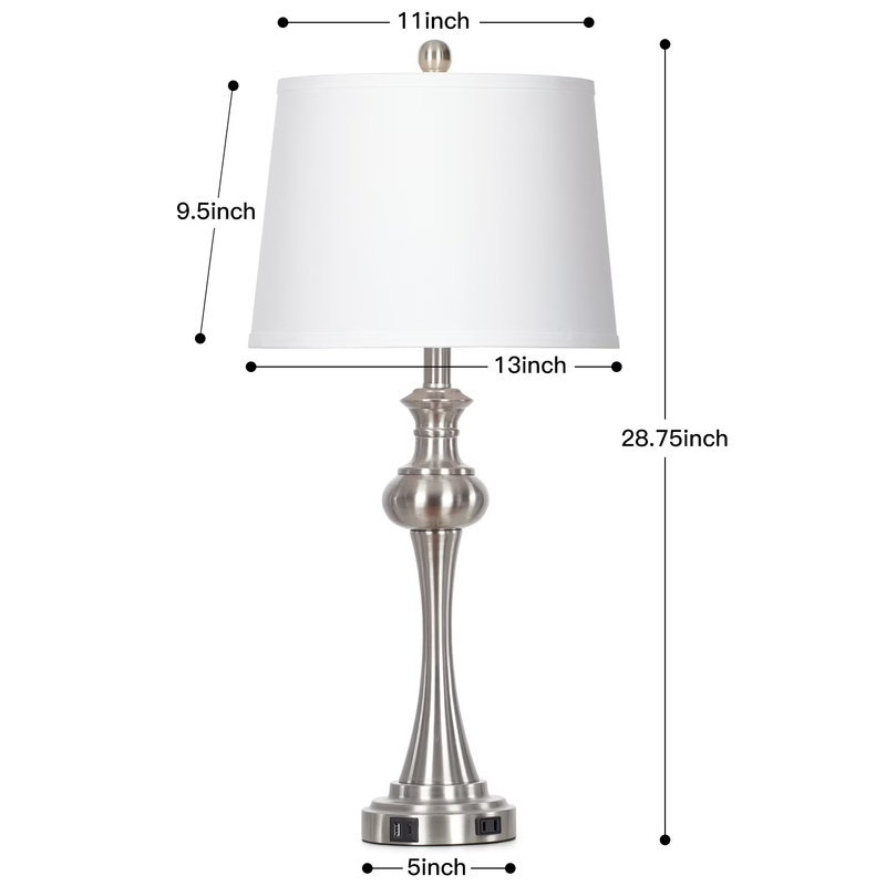 Modern Table Lamp Set of 2 with USB C+A Ports AC Outlet for Bedroom Living Room 3