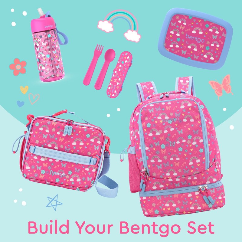 Kids 2 in 1 Backpack and Insulated Lunch Bag Pink Rainbow Print5