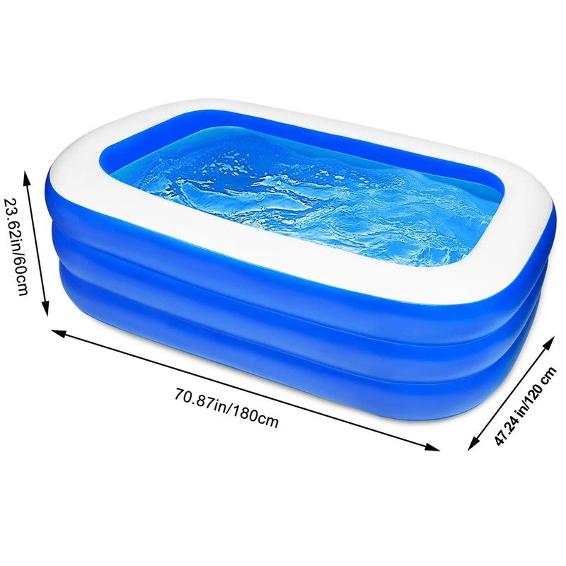 Inflatable Pools Kiddie Pool, 71" X 47" X 24" Indoor Rectangle Swimming Pool for3