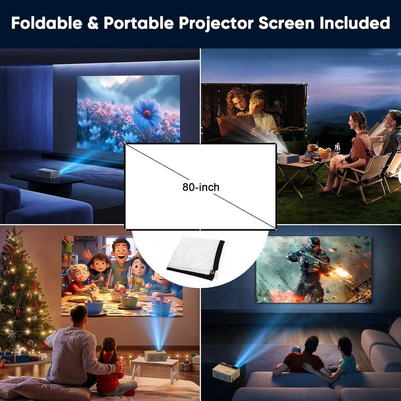 1080P Full HD Portable Mini Projector, Upgraded Bluetooth Movie Projector with S1