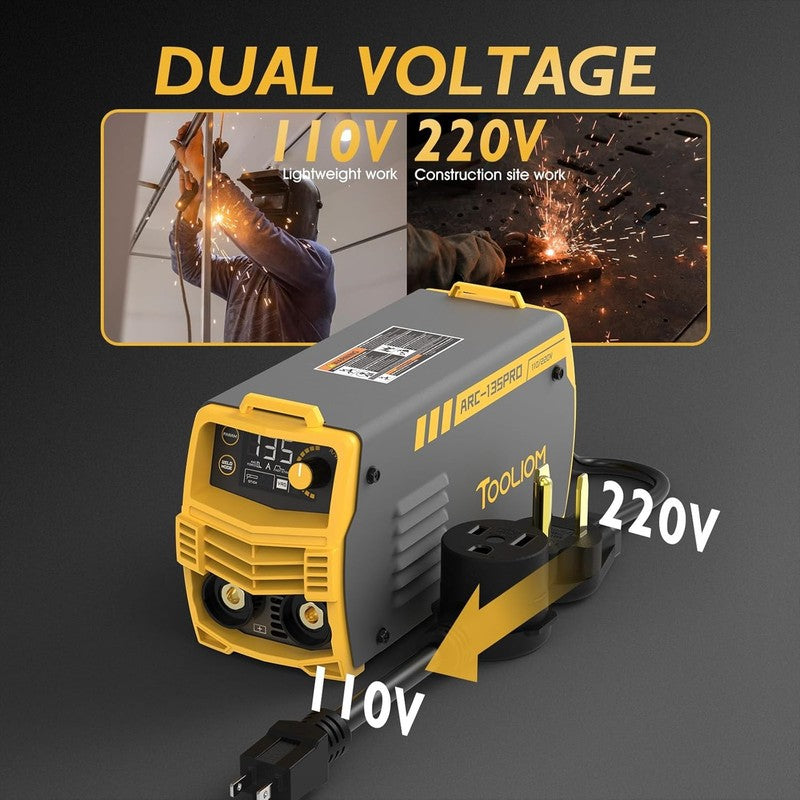 135A 110/220V Dual Voltage Mini Stick Welder Lift TIG Welder with LCD Display Po1