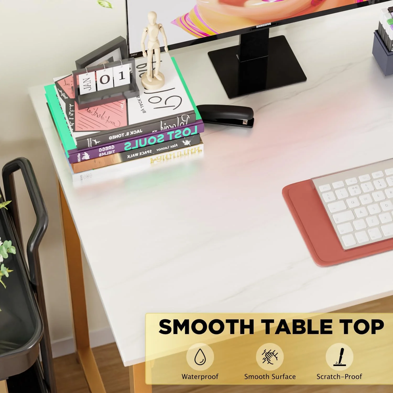 47 Inch Computer Desk Modern Writing Desk for Adults,Gold5