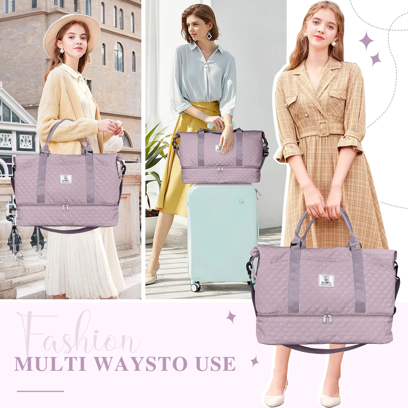 Travel Duffle Bag Weekender Bags for Women with Shoe Compartment Carry on Overni3