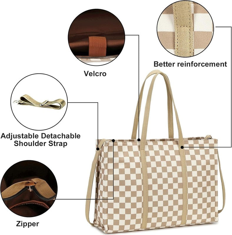 15.6" Laptop Tote Bag for Women Canvas Work Shoulder Messenger Briefc5