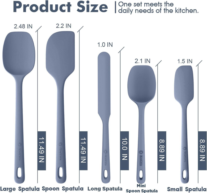 5 Piece Silicone Spatula Set Heat Resistant 600°F Nonstick Cookware1