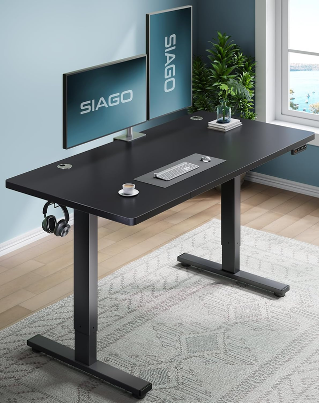 Electric Standing Desk Adjustable - 48 X 24 Inch Sit Stand up Desk with Cable Ma10