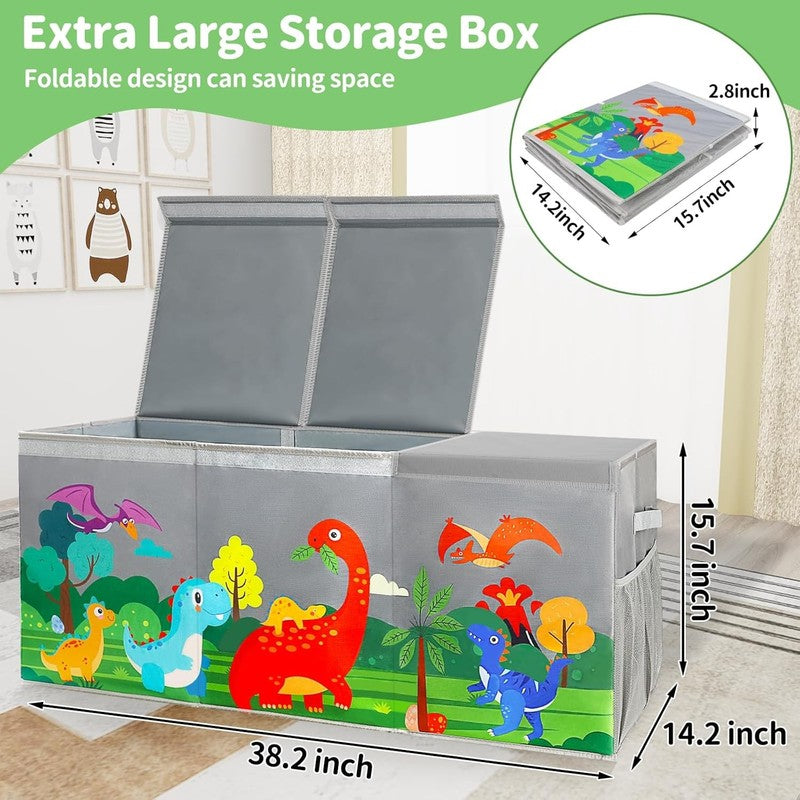 Extra Large Toy Box Chest Collapsible Dinosaur Storage Bin Kids Grey4