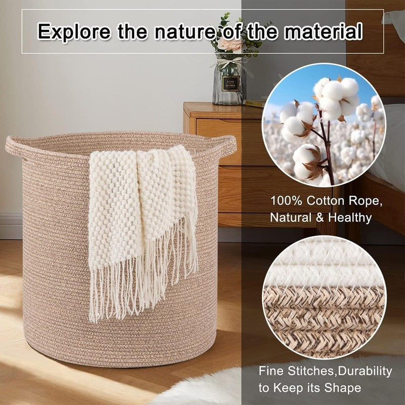 80L Laundry Hamper with Handles, Woven Storage Basket for Clothes, Brown4