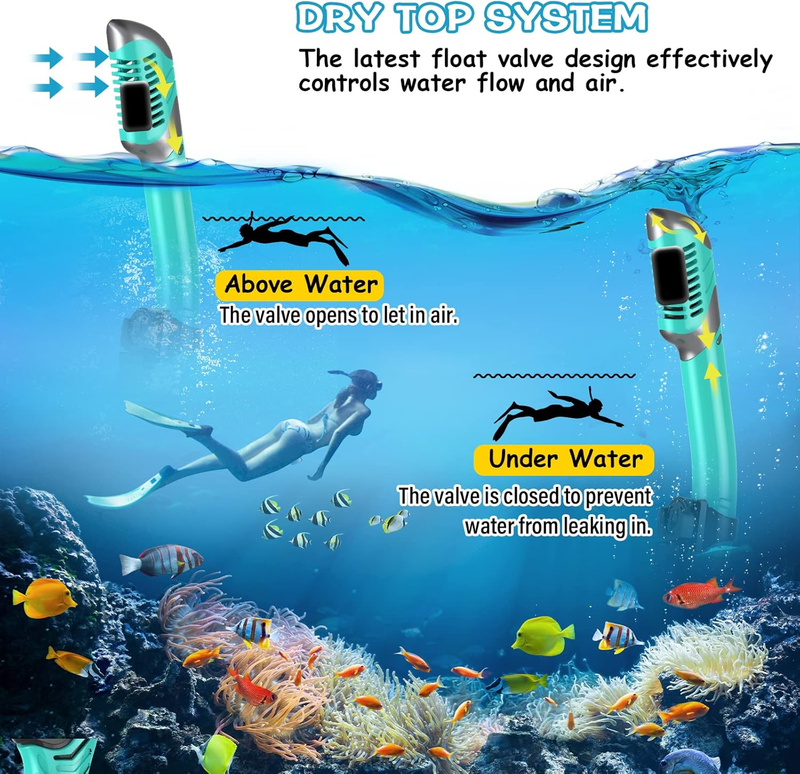 Dry Snorkel Set Panoramic Wide View Anti-Fog Scuba Mask Snorkeling Gear3