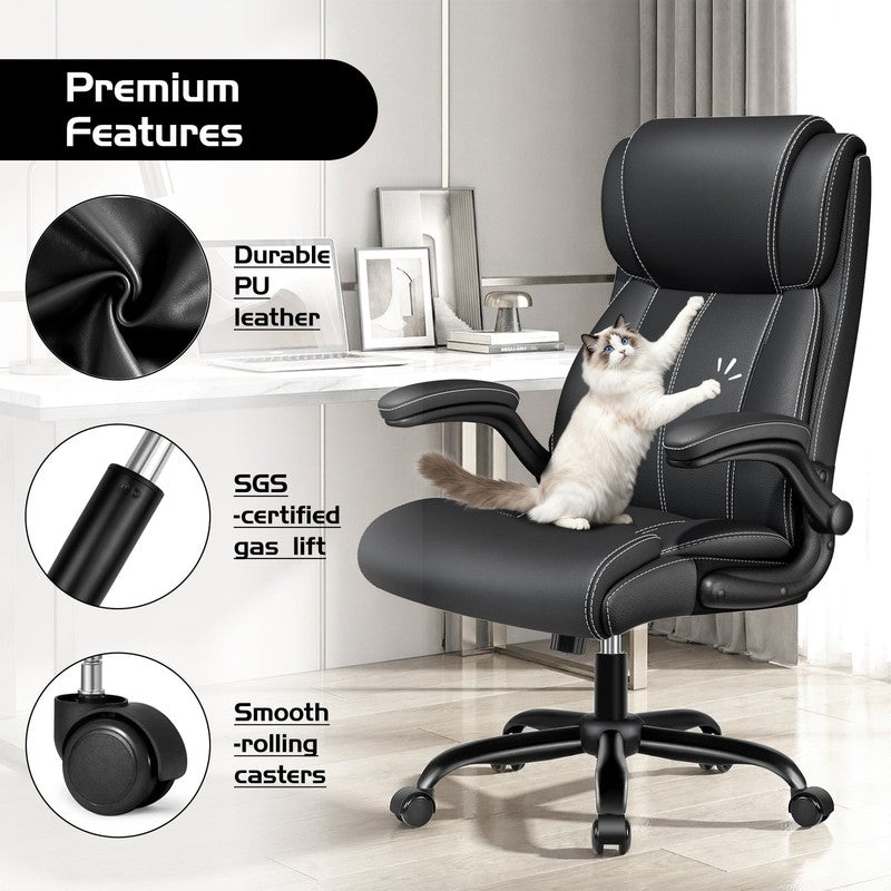 Big and Tall Office Chair 350LBS, Comfy Heavy Duty Executive Desk Chair with Adj5