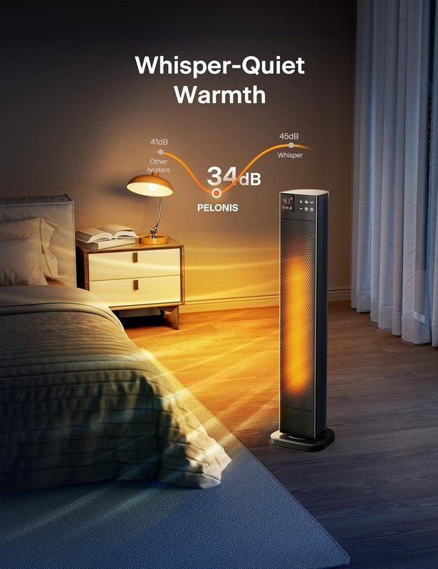 30” Ceramic Tower Space Heater with Adjustable Thermostat for Large Room, 75° Os6