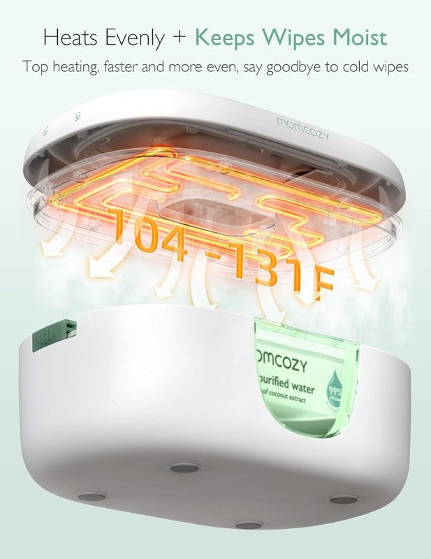 Baby Wipe Warmer w/ Night Light 4 Temp Modes Fast Heating Large2