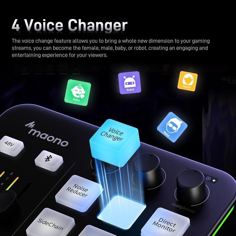 Gaming Audio Mixer RGB Bluetooth Pro Preamp 48V Phantom Live Streaming G1 NEO2