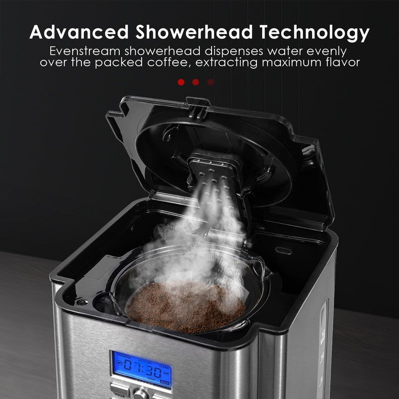 12 Cup Drip Coffee Maker Programmable Stainless Steel Self Cleaning Machine4