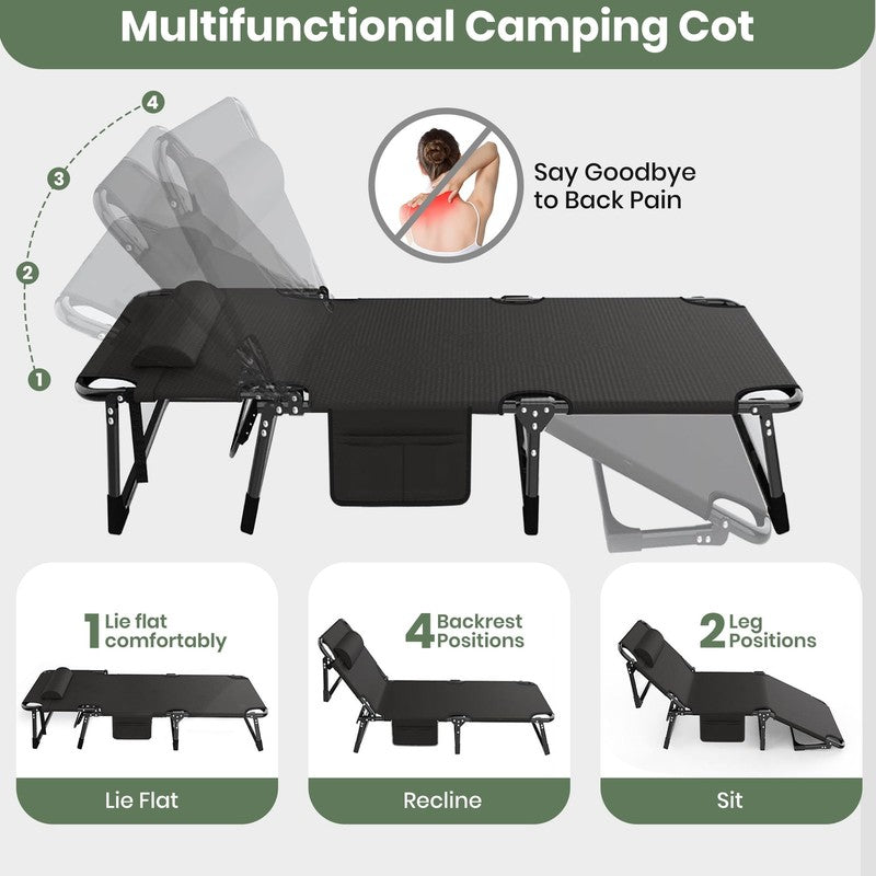 Portable Folding Camping Cot with Mattress, 29" Wide Multi-Position Folding Chai7