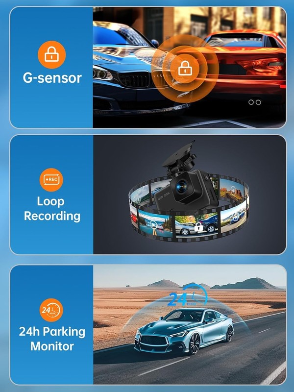 2.5K+1080P Dual Dash Cam with Night Vision, G Sensor & 32GB Card Included6