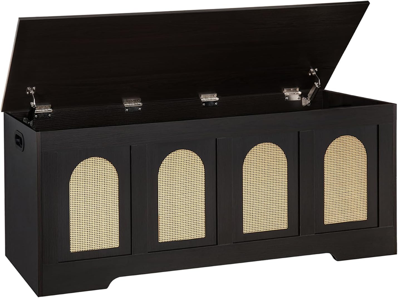 47.2'' Rattan Storage Chest Flip Top Entryway Bench Toy Box Trunk10