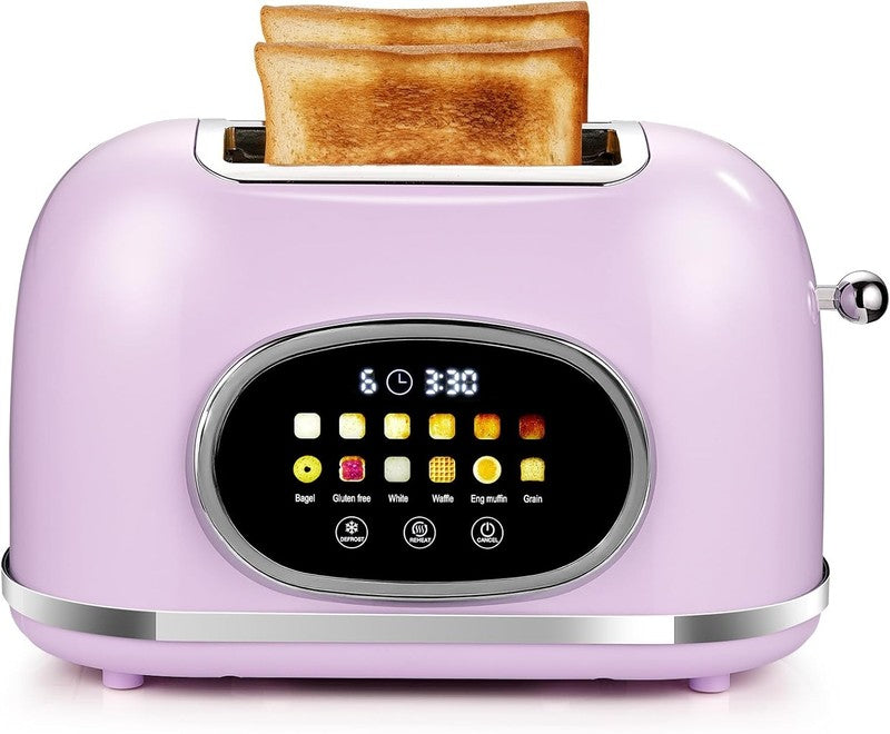 Smart Touch Screen 2 Slice Toaster Retro Stainless Steel 6 Bread Settings Purple8
