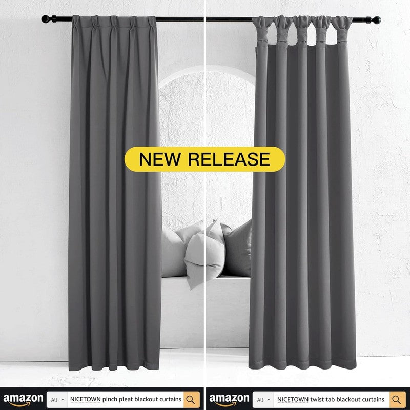 Grey Thermal Insulated Grommet Blackout Curtains for Bedroom - 2 Panels 63"5