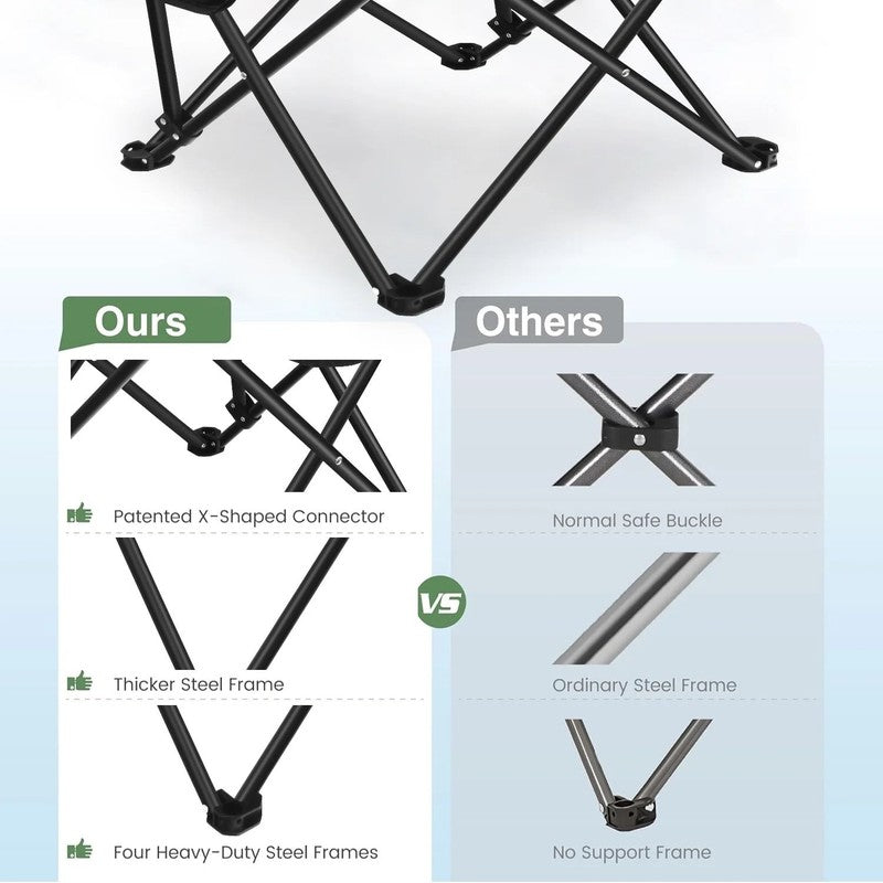 Camping Chair, Oversized Comfort Padded Folding with Cup Holder, for Outdoor Cam4