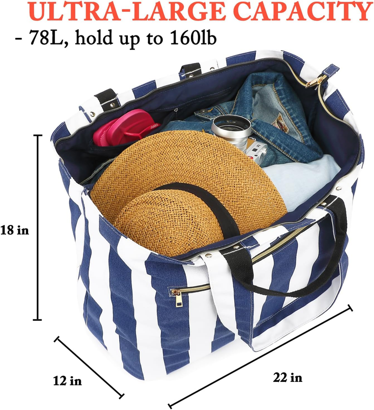Beach Tote Bag Waterproof Sandproof Large Canvas Travel Pool Bag4