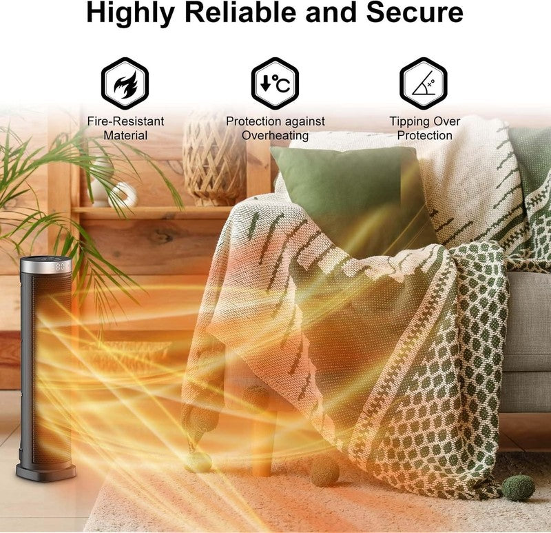 1500W Tower Space Heater Indoor w/ Remote 70° Oscillation Thermostat1