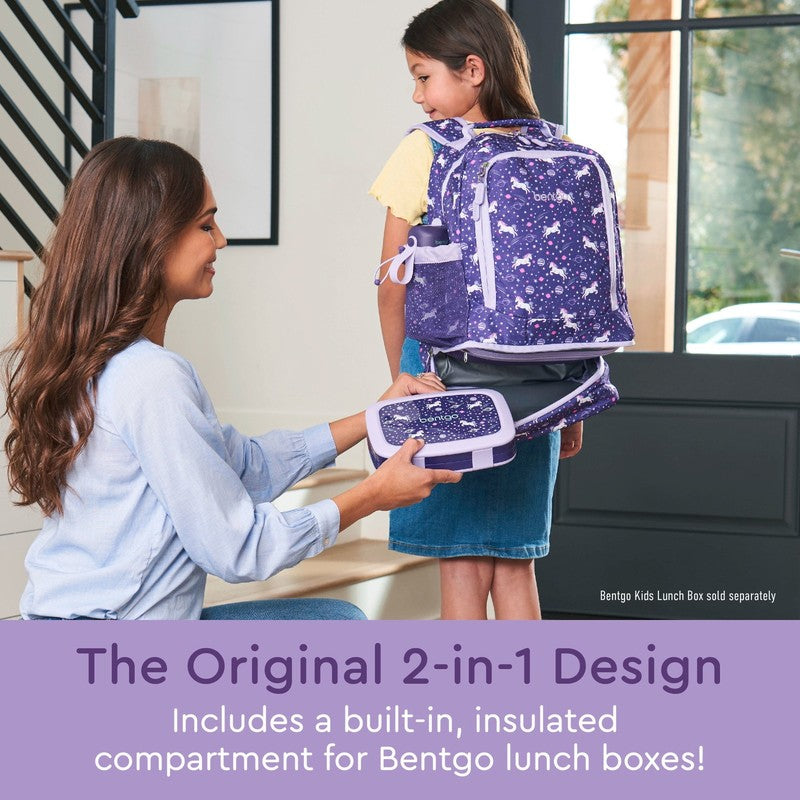Kids Prints Unicorn Backpack W/ Lunch Box Purple (BGBKPAK UNI)1