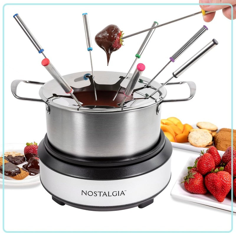 Electric Fondue Pot, 8-Cup, 8 Forks, Temp Control, Stainless Steel7