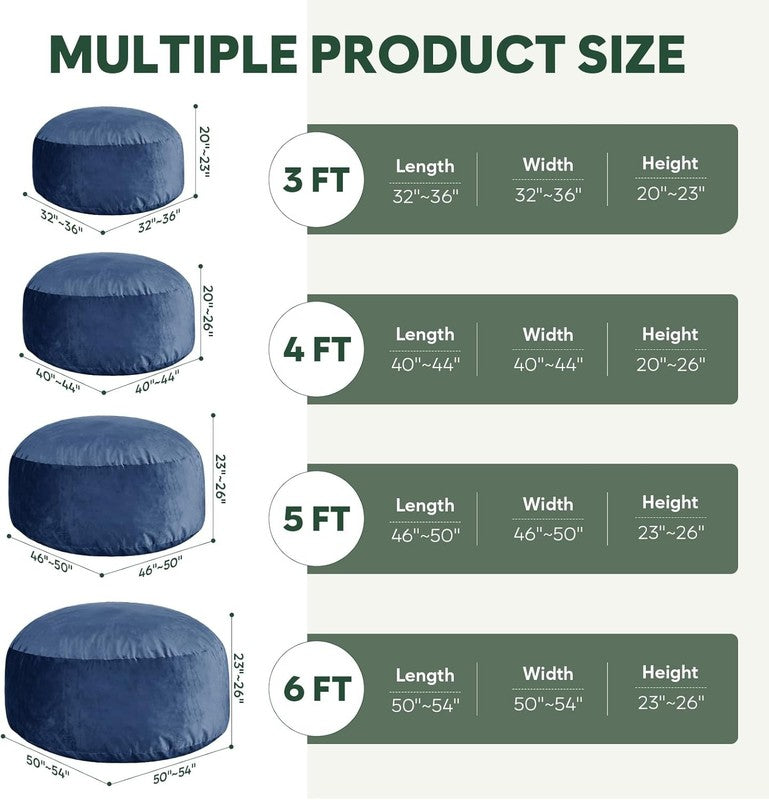 3 Ft Large Bean Bag Chairs for Adults/Teens with Memory Foam Filling, Soft Comfy5