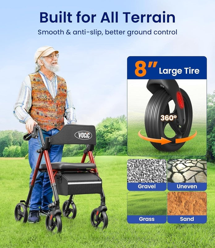 Walkers for Seniors, Z21 Rollator Walker with Seat Supports 350Lb, 8" Big Wheels3