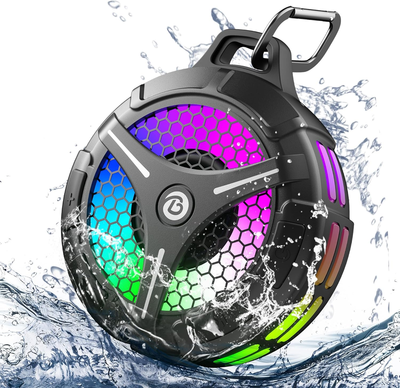Waterproof Bluetooth Shower Speaker, IPX7, TWS, RGB Lights, Gift for All Ages8