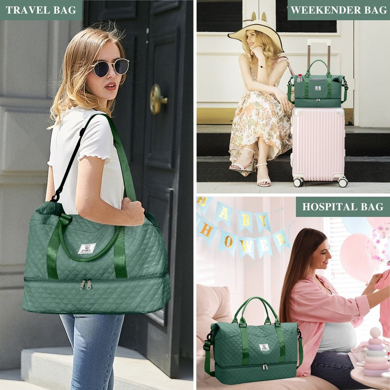 Travel Duffle Bag Weekender Bags for Women with Shoe Compartment Carry on Overni6