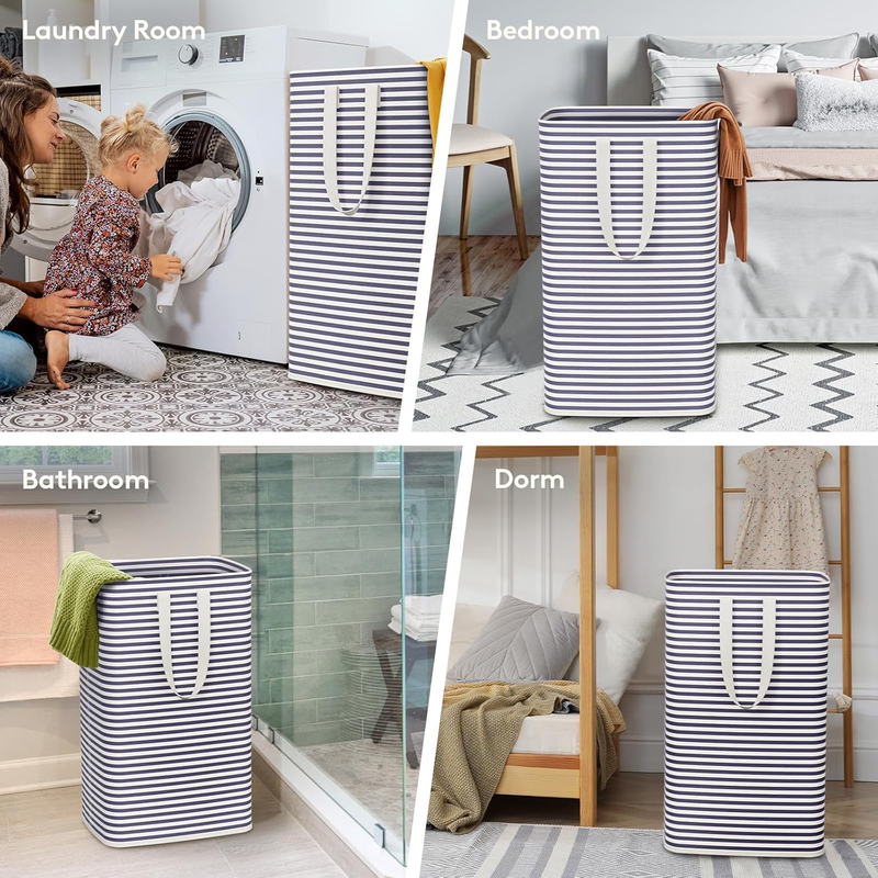 2 Pack 80L Laundry Basket Collapsible Waterproof Freestanding Reinforced Handles5