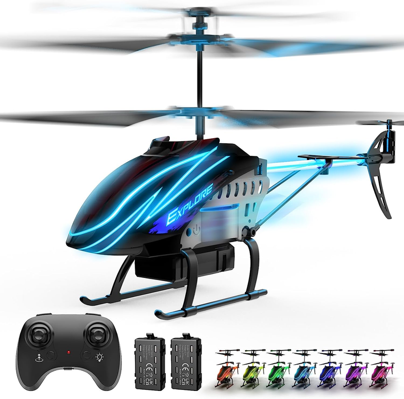 Remote Control Helicopter Kids Toy 30Mins Flight 2 Batteries LED Lights0