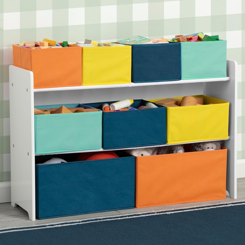 Deluxe Multi Bin Toy Organizer w/ Storage Bins Greenguard Gold White Navy/Green1