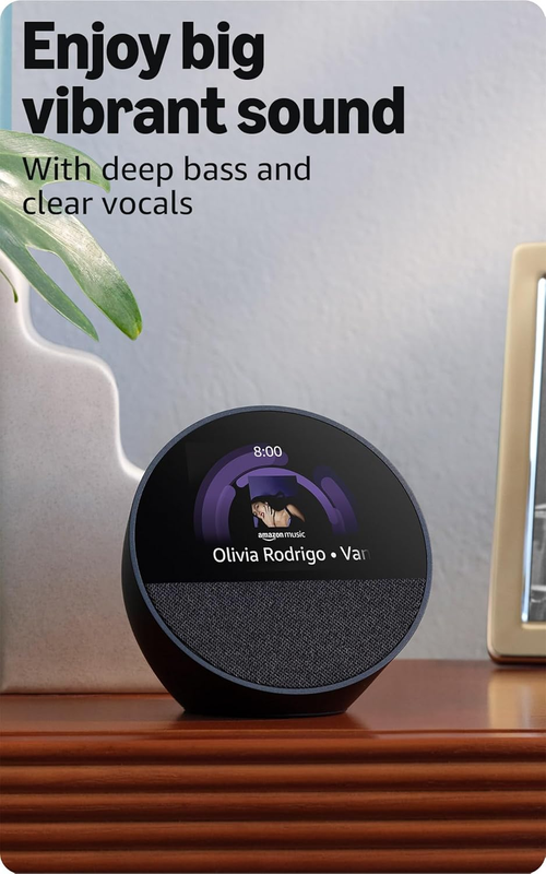 Amazon Echo Spot Smart Alarm Clock Alexa+ Display Black Newest Model4