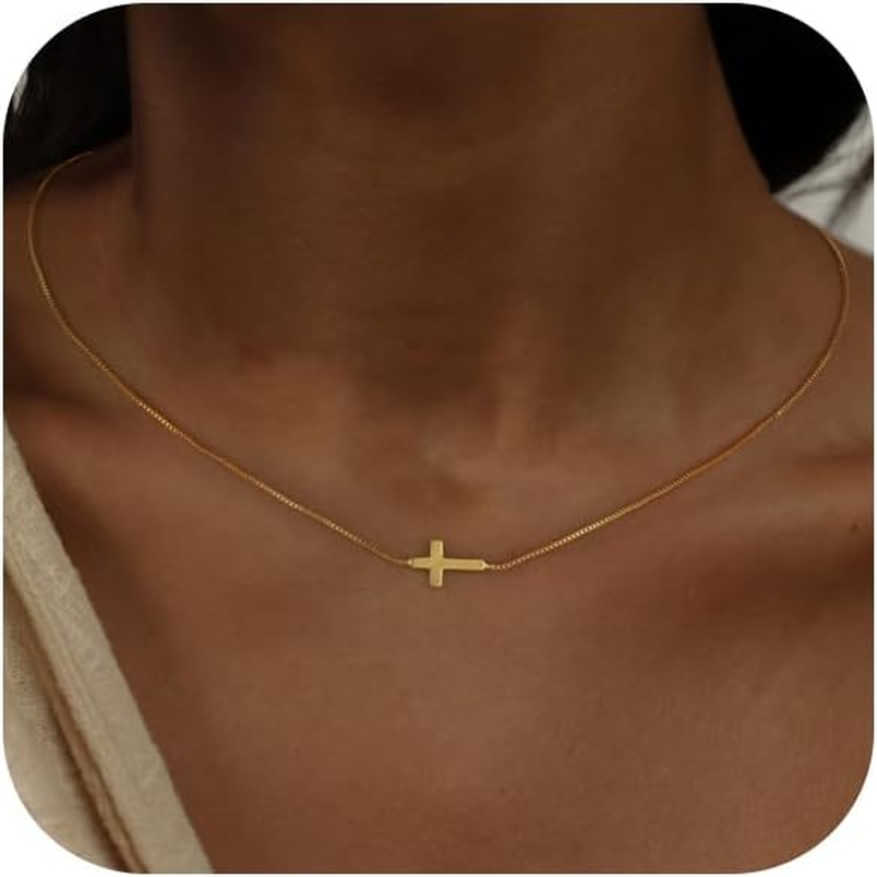 Dainty Cross Necklace for Women 14K Gold Plated Pendant Faith Jewelry Gift8