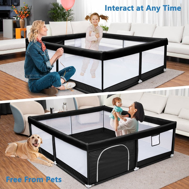 Baby Playpen Large Play Yard Fence for Toddlers,50"X50" Black1